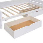 Divano Letto Singolo/Matrimoniale con Libreria e Contenitore, Divano Letto in Legno con 2 Cassetti, Divano Letto in Legno con Mobiletti e Ripiani Contenitori