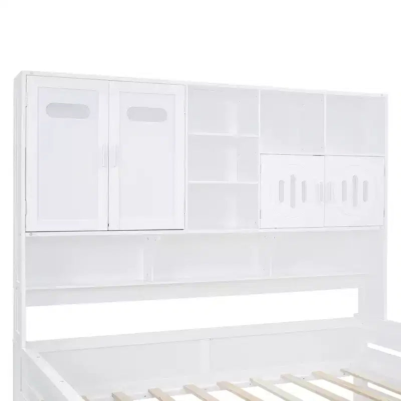 Divano Letto Singolo/Matrimoniale con Libreria e Contenitore, Divano Letto in Legno con 2 Cassetti, Divano Letto in Legno con Mobiletti e Ripiani Contenitori