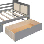 Divano letto singolo/matrimoniale con libreria e cassetti, divano letto in legno con armadietti e mensole