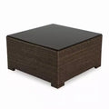 Cabo Square Coffee Table with 8mm Jacobean Flat Wicker & Tempered Glass, 32 in L x 32 in W x 17 in H