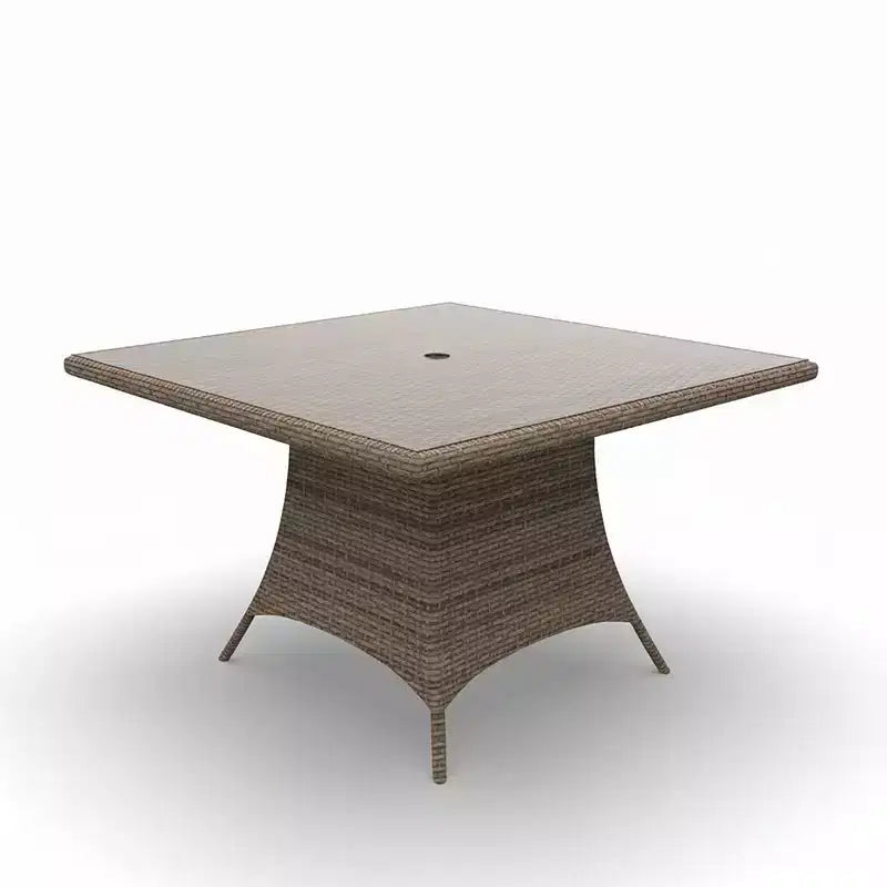 Universal 48 in Square Dining Table Only with Tempered Glass Outdoor Furniture, 48 in L x 48 in W x 30 in H
