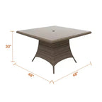 Tavolo da pranzo quadrato universale da 48 pollici solo con piano in vetro temperato, arredo per esterni, 48 pollici L x 48 pollici P x 30 pollici A