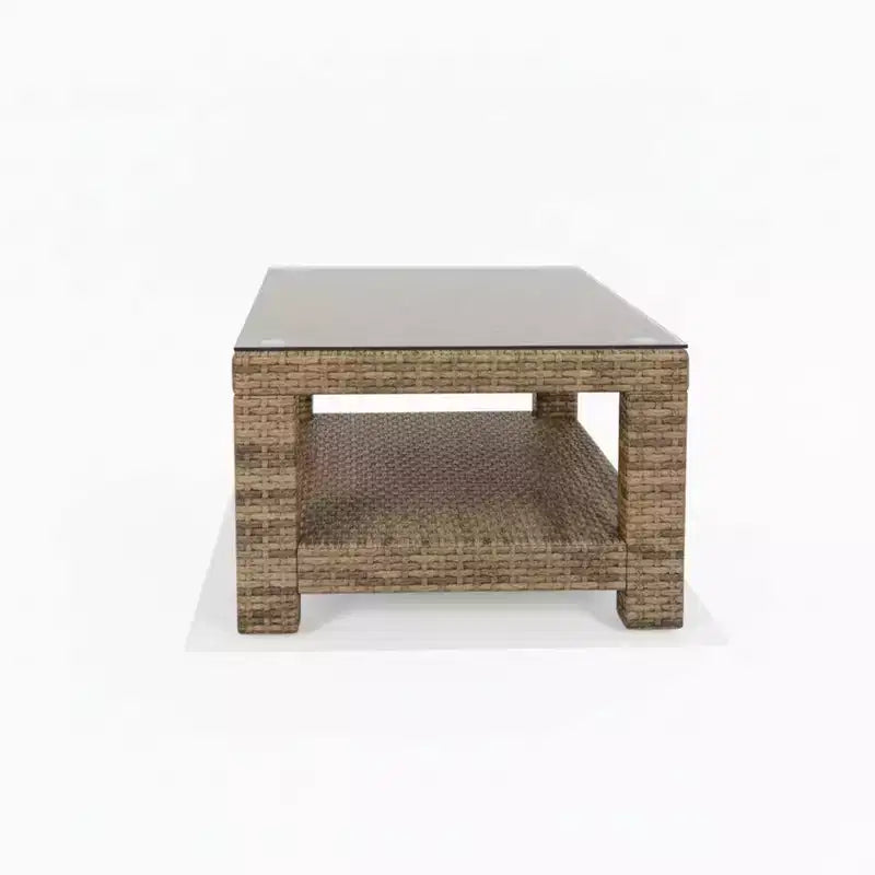 Tavolino da Caffè Rettangolare Cabo con Ripiano, in Vimini Piatto Willow da 8mm, 110 cm L x 60 cm P x 43 cm H