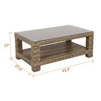 Tavolino da Caffè Rettangolare Cabo con Ripiano, in Vimini Piatto Willow da 8mm, 110 cm L x 60 cm P x 43 cm H