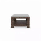 Tavolino da Caffè Rettangolare Cabo con Ripiano, Rattan Piatto Jacobean 8 mm, 110 cm L x 70 cm P x 43 cm H