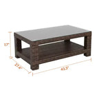 Tavolino da Caffè Rettangolare Cabo con Ripiano, Rattan Piatto Jacobean 8 mm, 110 cm L x 70 cm P x 43 cm H