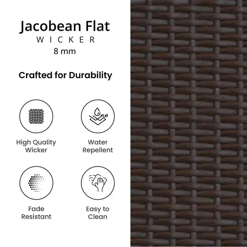 Tavolino da Caffè Rettangolare Cabo con Ripiano, Rattan Piatto Jacobean 8 mm, 110 cm L x 70 cm P x 43 cm H