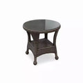 Richmond Round End Coffee Table in Truffle Wicker with Tempered Glass Top, 22 in L x 22 in W x 22 in H
