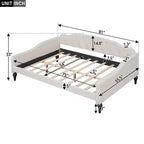 Divano letto imbottito a grandezza naturale, divano letto in lino con schienale trapuntato a bottoni per camera da letto, soggiorno, camera degli ospiti, beige