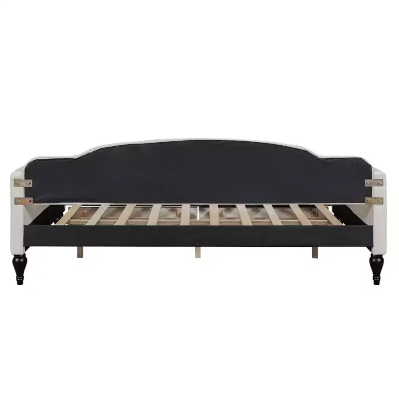 Divano letto imbottito matrimoniale con 2 cassetti, divano letto in lino con schienale trapuntato a bottoni per camera da letto, soggiorno, camera degli ospiti, beige