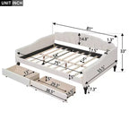 Divano letto imbottito matrimoniale con 2 cassetti, divano letto in lino con schienale trapuntato a bottoni per camera da letto, soggiorno, camera degli ospiti, beige