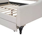 Divano letto imbottito matrimoniale con 2 cassetti, divano letto in lino con schienale trapuntato a bottoni per camera da letto, soggiorno, camera degli ospiti, beige