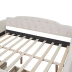 Divano letto imbottito matrimoniale con 2 cassetti, divano letto in lino con schienale trapuntato a bottoni per camera da letto, soggiorno, camera degli ospiti, beige