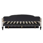 Divano letto imbottito in tessuto tufted con schienale trapuntato, struttura in legno, misura matrimoniale, per camera da letto, beige