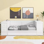 Divano Letto Singolo con Letto Estraibile e Cassetti, Struttura Divano Letto Singolo con Braccioli Contenitore e Stazione di Ricarica per Camera da Letto Soggiorno