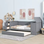 Divano Letto Singolo con Letto Estraibile e Cassetti, Struttura Divano Letto Singolo con Braccioli Contenitore e Stazione di Ricarica per Camera da Letto Soggiorno