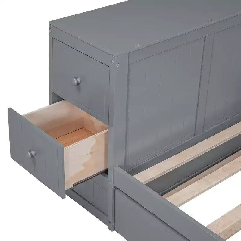 Divano Letto Singolo con Letto Estraibile e Cassetti, Struttura Divano Letto Singolo con Braccioli Contenitore e Stazione di Ricarica per Camera da Letto Soggiorno