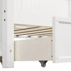 Divano letto singolo con contenitore a tre cassetti, struttura del divano letto singolo in legno per camera da letto, bianco