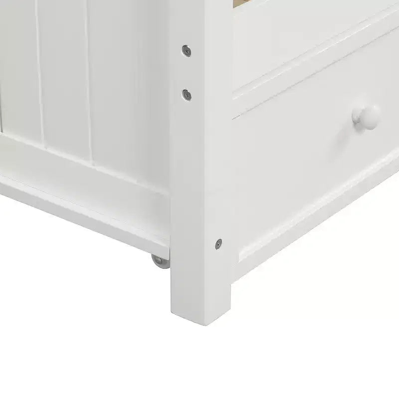 Divano letto singolo con contenitore a tre cassetti, struttura del divano letto singolo in legno per camera da letto, bianco