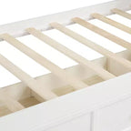 Divano letto singolo con contenitore a tre cassetti, struttura del divano letto singolo in legno per camera da letto, bianco