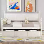 Divano letto singolo con contenitore a tre cassetti, struttura del divano letto singolo in legno per camera da letto, bianco