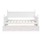 Divano letto singolo con contenitore a tre cassetti, struttura del divano letto singolo in legno per camera da letto, bianco