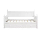 Divano letto singolo con contenitore a tre cassetti, struttura del divano letto singolo in legno per camera da letto, bianco