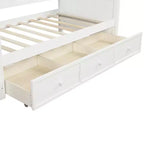 Divano letto singolo con contenitore a tre cassetti, struttura del divano letto singolo in legno per camera da letto, bianco