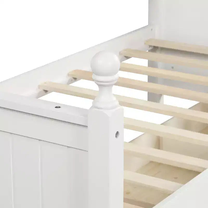 Divano letto singolo con contenitore a tre cassetti, struttura del divano letto singolo in legno per camera da letto, bianco