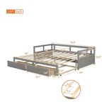 Divano Letto in Legno Matrimoniale con Letto Estraibile e Due Cassetti Contenitori, Struttura Letto Estensibile, Divano Letto per Camera da Letto Soggiorno