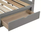 Divano Letto in Legno Matrimoniale con Letto Estraibile e Due Cassetti Contenitori, Struttura Letto Estensibile, Divano Letto per Camera da Letto Soggiorno