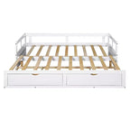 Divano Letto in Legno Matrimoniale con Letto Estraibile e Due Cassetti Contenitori, Struttura Letto Estensibile, Divano Letto per Camera da Letto Soggiorno