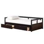 Divano Letto in Legno Matrimoniale con Letto Estraibile e Due Cassetti Contenitori, Struttura Letto Estensibile, Divano Letto per Camera da Letto Soggiorno
