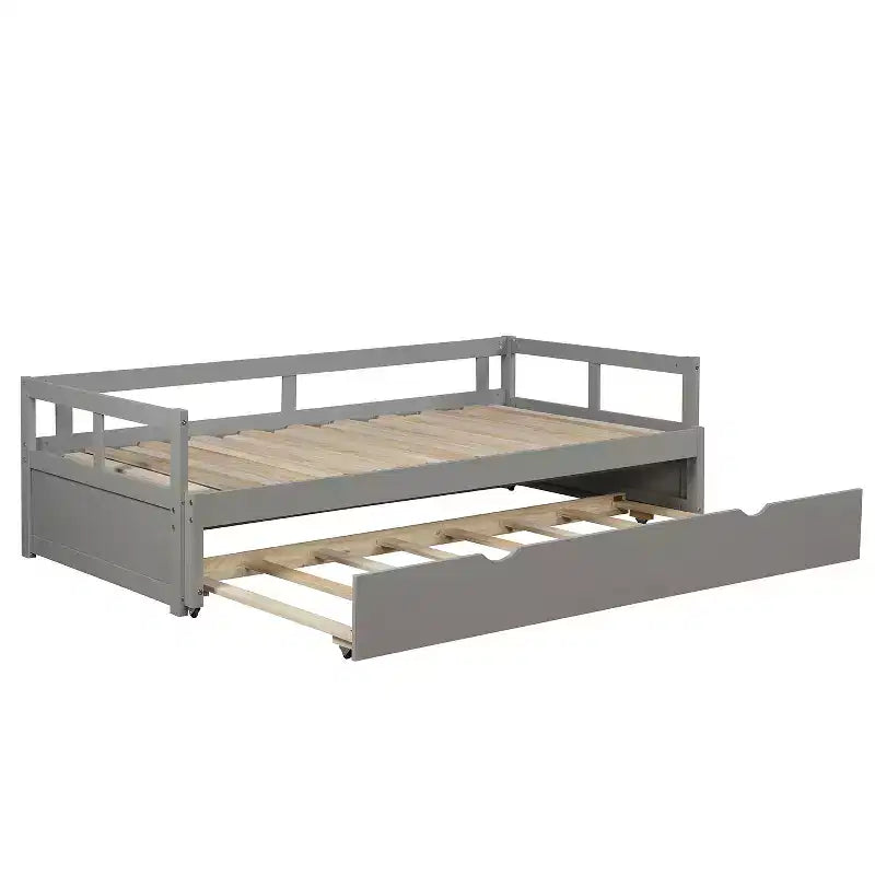 Divano Letto in Legno Matrimoniale, Estensibile con Struttura in Legno Massello con Letto Estraibile