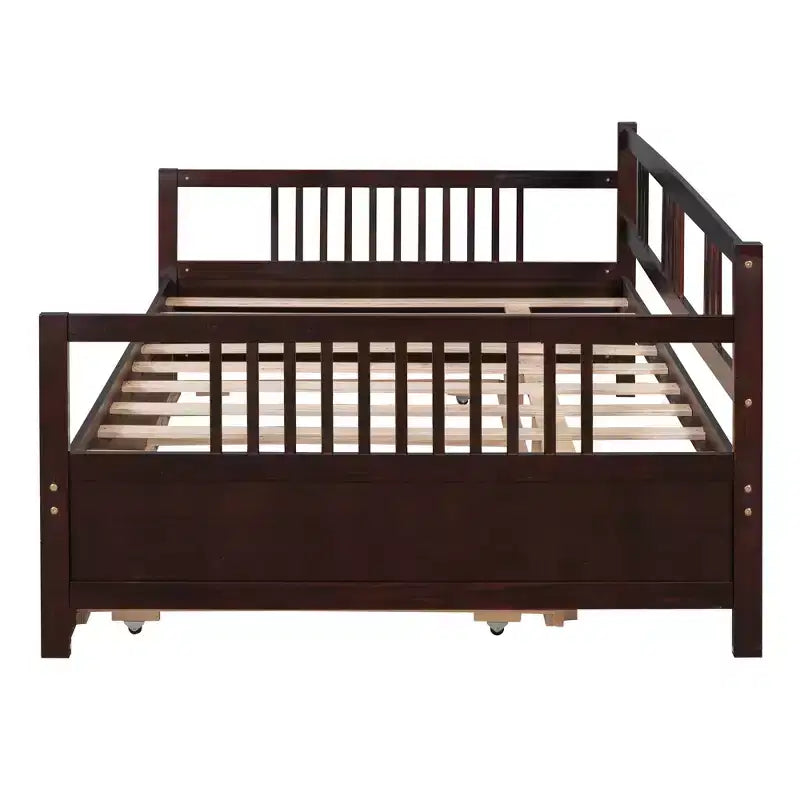 Divano Letto in Legno Massello con Letto Estraibile, Struttura Divano Letto Allungabile in Legno Massello con Letto Estraibile a Scomparsa