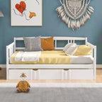 Divano Letto in Legno Massello con Letto Estraibile, Struttura Divano Letto Allungabile in Legno Massello con Letto Estraibile a Scomparsa