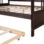 Divano Letto in Legno Massello con Letto Estraibile, Struttura Divano Letto Allungabile in Legno Massello con Letto Estraibile a Scomparsa