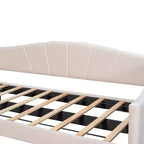 Letto a una piazza imbottito con letto estraibile, divano letto in velluto con testiera e braccioli per soggiorno