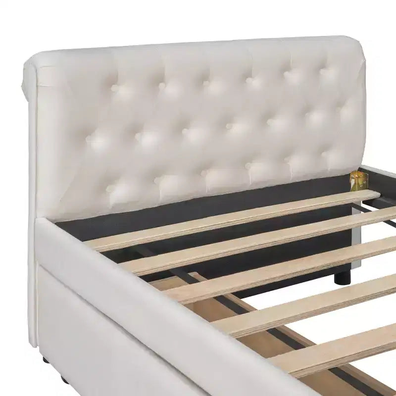 Divano letto imbottito singolo con cassetti, divano letto singolo in legno con cassetti contenitore
