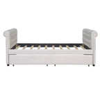 Divano letto imbottito singolo con cassetti, divano letto singolo in legno con cassetti contenitore
