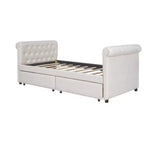 Divano letto imbottito singolo con cassetti, divano letto singolo in legno con cassetti contenitore