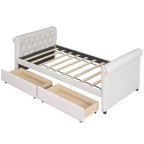 Divano letto imbottito singolo con cassetti, divano letto singolo in legno con cassetti contenitore