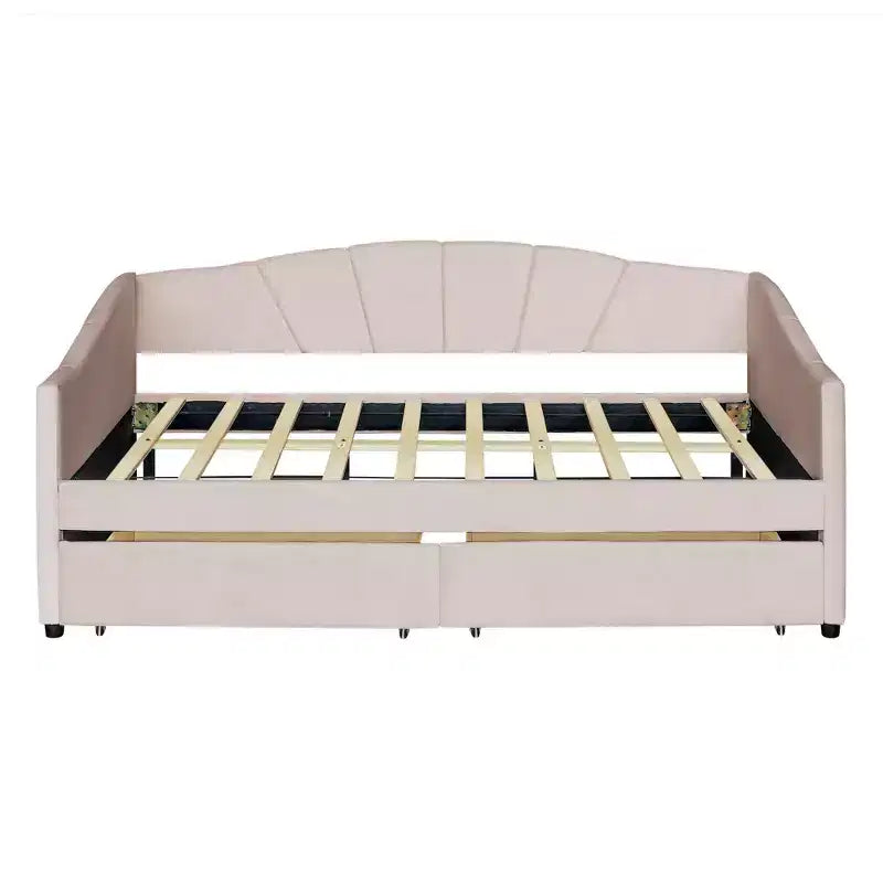 Divano Letto Imbottito Una Piazza e Mezza con Cassetti Contenitore, Divano Letto a L in Velluto con Testiera e Braccioli per Camera da Letto