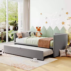 Divano letto imbottito con letto estraibile a scomparsa, Struttura letto singolo in legno con letto estraibile estensibile, Divano letto a capitonné