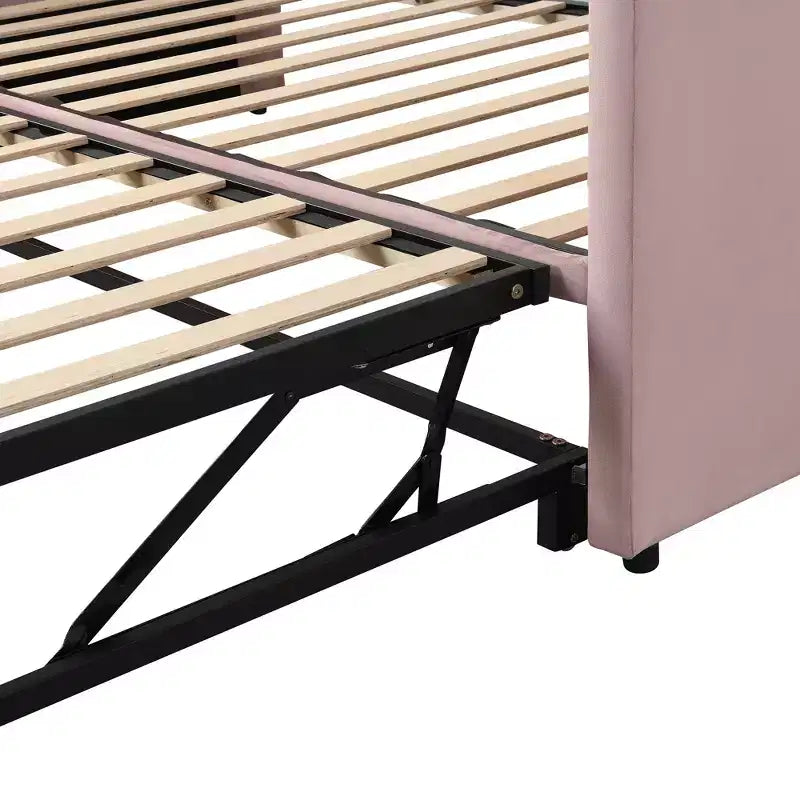 Divano letto imbottito con letto estraibile a scomparsa, Struttura letto singolo in legno con letto estraibile estensibile, Divano letto a capitonné