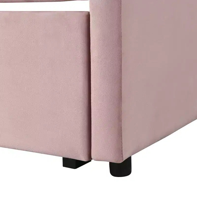 Divano letto imbottito con letto estraibile a scomparsa, Struttura letto singolo in legno con letto estraibile estensibile, Divano letto a capitonné