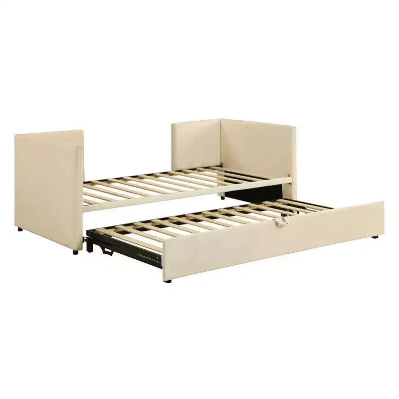 Divano letto imbottito con letto estraibile a scomparsa, Struttura letto singolo in legno con letto estraibile estensibile, Divano letto a capitonné