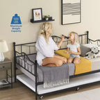 Divano letto moderno doppio con rotelle ed estraibile, divano letto estraibile, salvaspazio, facile da montare, struttura in acciaio, per soggiorno, camera da letto