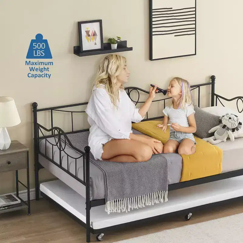 Divano letto moderno doppio con rotelle ed estraibile, divano letto estraibile, salvaspazio, facile da montare, struttura in acciaio, per soggiorno, camera da letto