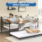 Divano letto moderno doppio con rotelle ed estraibile, divano letto estraibile, salvaspazio, facile da montare, struttura in acciaio, per soggiorno, camera da letto
